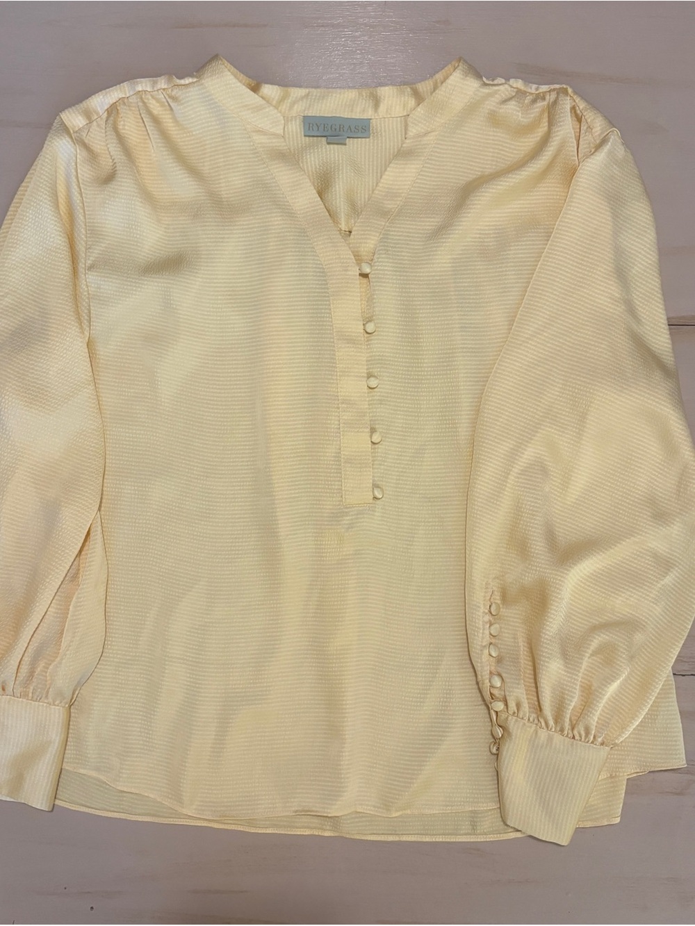 Ryegrass Soft Pale Yellow Button-Front Blouse